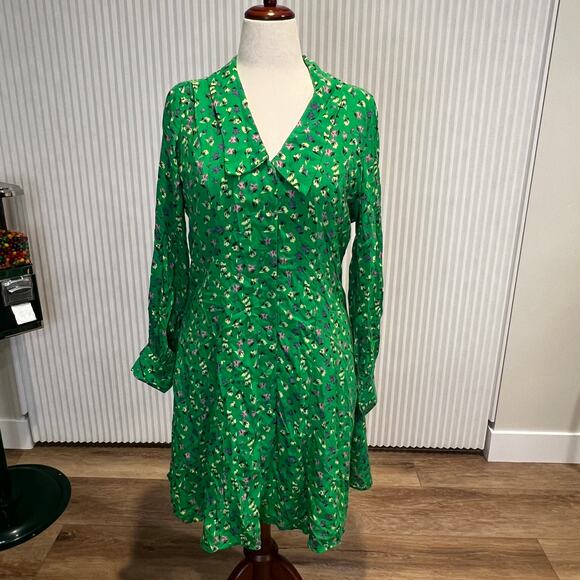 Y.A.S Women's Yasmalikka Long Sleeves Shirt Dress Size L In Island Green - Picture 1 of 9